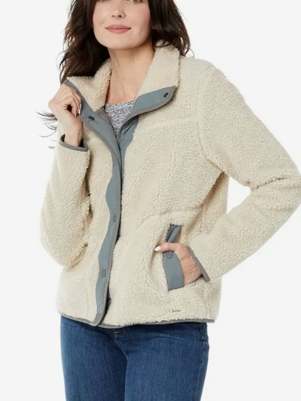 L.L. Bean Soapstone Sherpa Fleece Jacket NWT - Picture 4 of 10